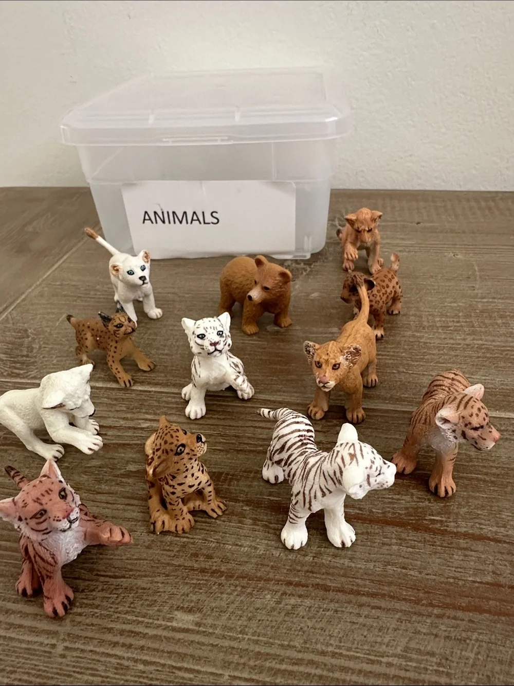 Miniature Wild Cat Figurine Set - Mixed Tan, White, Brown